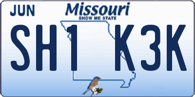 MO license plate SH1K3K