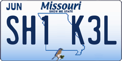 MO license plate SH1K3L