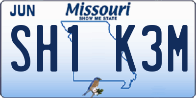 MO license plate SH1K3M