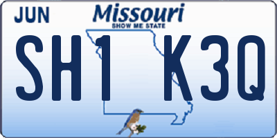 MO license plate SH1K3Q