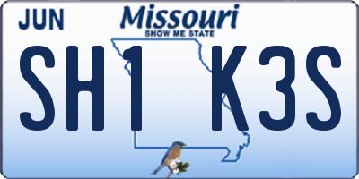 MO license plate SH1K3S