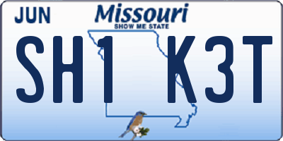 MO license plate SH1K3T