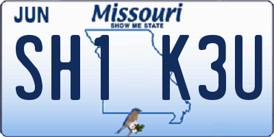 MO license plate SH1K3U