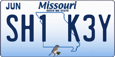 MO license plate SH1K3Y