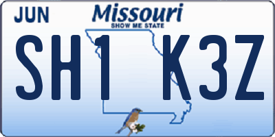 MO license plate SH1K3Z