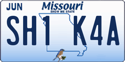 MO license plate SH1K4A
