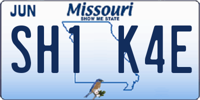 MO license plate SH1K4E