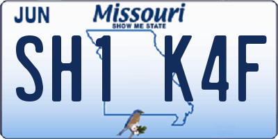 MO license plate SH1K4F