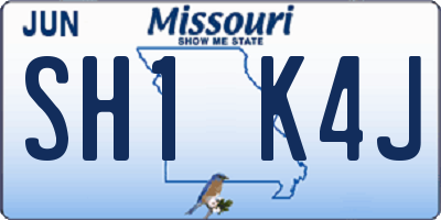 MO license plate SH1K4J