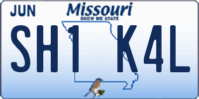 MO license plate SH1K4L