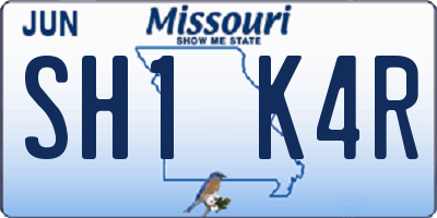 MO license plate SH1K4R