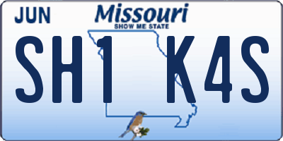MO license plate SH1K4S