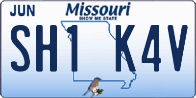 MO license plate SH1K4V