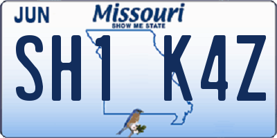 MO license plate SH1K4Z