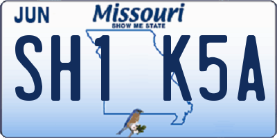 MO license plate SH1K5A