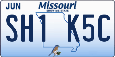 MO license plate SH1K5C