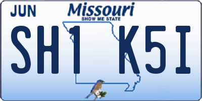 MO license plate SH1K5I