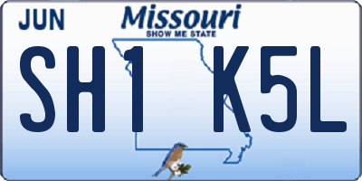 MO license plate SH1K5L