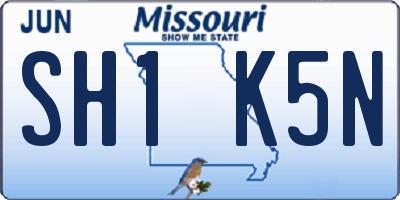 MO license plate SH1K5N