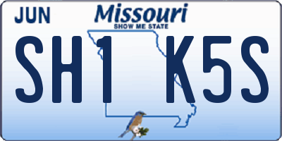 MO license plate SH1K5S