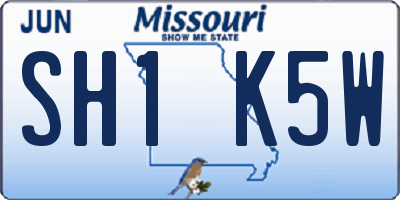 MO license plate SH1K5W