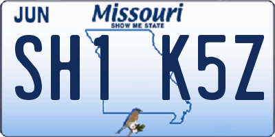 MO license plate SH1K5Z