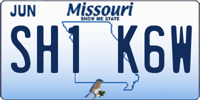 MO license plate SH1K6W