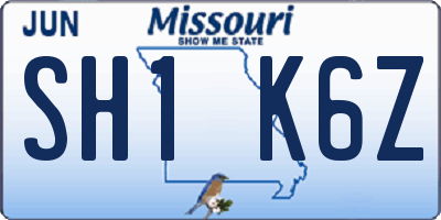 MO license plate SH1K6Z