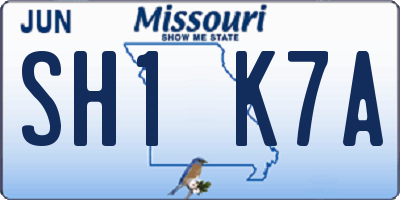 MO license plate SH1K7A