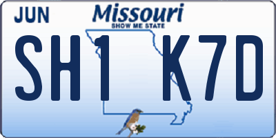 MO license plate SH1K7D