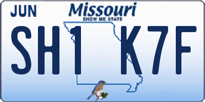 MO license plate SH1K7F