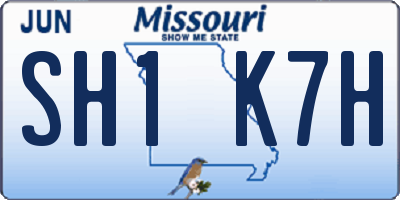 MO license plate SH1K7H