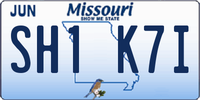 MO license plate SH1K7I