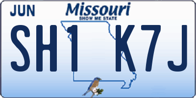 MO license plate SH1K7J