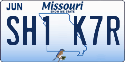MO license plate SH1K7R