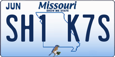MO license plate SH1K7S