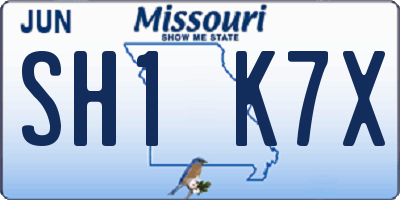 MO license plate SH1K7X