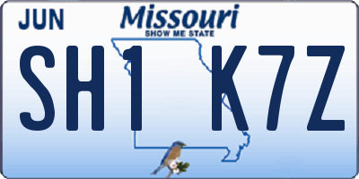 MO license plate SH1K7Z