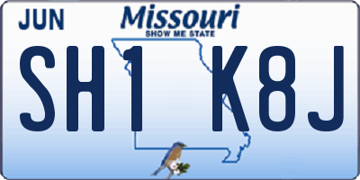MO license plate SH1K8J