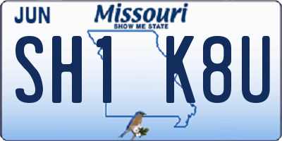 MO license plate SH1K8U