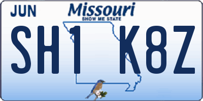 MO license plate SH1K8Z