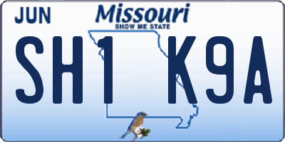 MO license plate SH1K9A