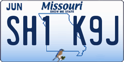 MO license plate SH1K9J