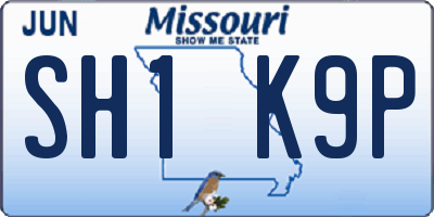 MO license plate SH1K9P