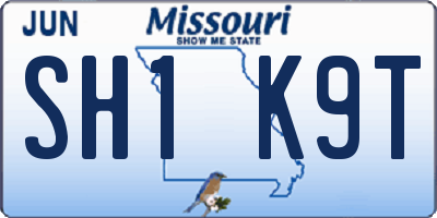 MO license plate SH1K9T
