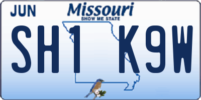 MO license plate SH1K9W
