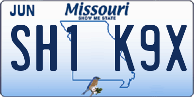 MO license plate SH1K9X