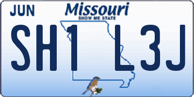 MO license plate SH1L3J