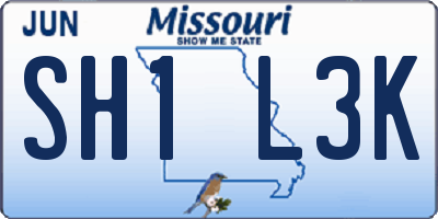 MO license plate SH1L3K
