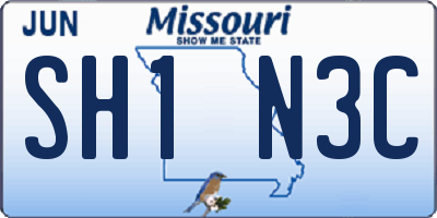 MO license plate SH1N3C